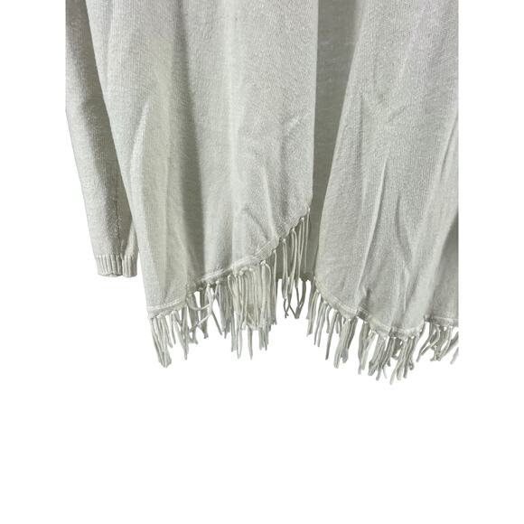 Freshman White Open Front Fringed Cardigan Sweater Women's Size Large 12/14 - Picture 2 of 6